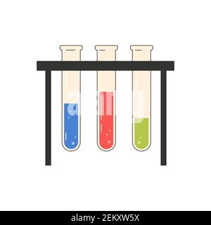 Symbol für Reagenzglas für Chemie. Laborelemente. Stock Vektor