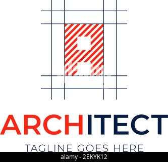 Brief Architektur Stil Vektor Logo Design. Entwurf Plan mit Buchstabenlogo Stock Vektor