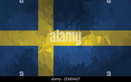 Schweden Flagge mit winkender Grunge Textur. Vektorhintergrund. Stock Vektor