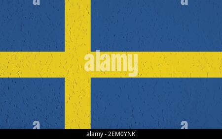 Schweden Flagge mit winkender Grunge Textur. Vektorhintergrund. Stock Vektor