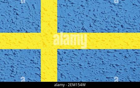 Schweden Flagge mit winkender Grunge Textur. Vektorhintergrund. Stock Vektor