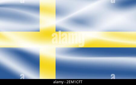 Schweden Flagge mit winkender Grunge Textur. Vektorhintergrund. Stock Vektor