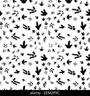 Dinosaurier Fußabdruck Spuren. Minimalistisches Nahtmuster. Hintergrund mit Pfote, Klaue Raubtier. Dinosaurier Fußabdruck Illustration perfekt für Textil, Wrap und Tapete und Design Stock Vektor