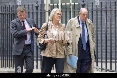 Richard Benyon (ehemaliger Abgeordneter) Margot James MP und Sir Nicholas Soames (MP 1997-2019) in Downing Street, 3rd. September 2019 Stockfoto