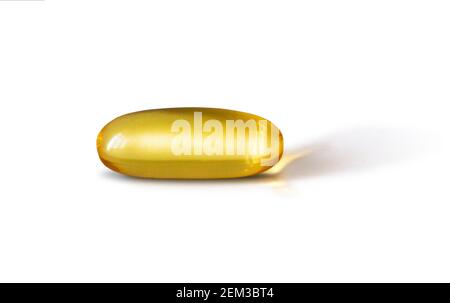 Omega 3 Pille auf weiß isoliert Stockfoto