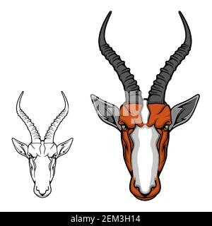 Impala Antilope oder Gazelle Tierkopf, afrikanische Safari, Jagdsport und Jäger Club Maskottchen Design. Savannah Säugetier Kopf isoliert Symbol mit gerippten tw Stock Vektor