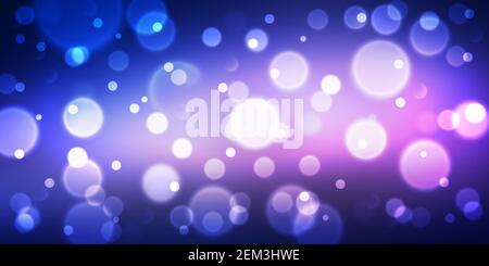 Leuchtendes, defokusstes Blau und Lila Lichter Abstraktes Bokeh-Konzept. Modernes Bokeh-Design Stockfoto