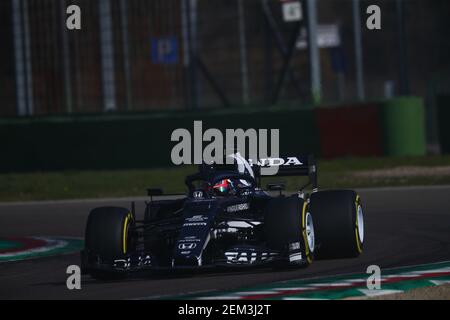 Imola, Italien. Februar 2021, 24th. #22 Yuki Tsunoda Alpha Tauri Toro Rosso Honda. Formel 1 Weltmeisterschaft 2021, Shakedown das neue Auto für die Saison 2021 von Alpha Tauri, Imola 24 Februar 2021. Kredit: Unabhängige Fotoagentur/Alamy Live Nachrichten Stockfoto