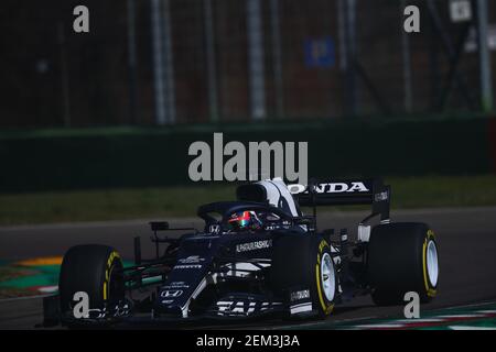 Imola, Italien. Februar 2021, 24th. #22 Yuki Tsunoda Alpha Tauri Toro Rosso Honda. Formel 1 Weltmeisterschaft 2021, Shakedown das neue Auto für die Saison 2021 von Alpha Tauri, Imola 24 Februar 2021. Kredit: Unabhängige Fotoagentur/Alamy Live Nachrichten Stockfoto