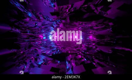 Abstract Fuzzy 3D Illustration von transparenten Wellen gegen violette Lichter Stockfoto