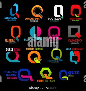Buchstabe Q Vektor-Symbole oder Corporate Business Identität und Unternehmensmarke. Q Symbole der medizinischen Quorum, investieren und Handelsgruppe oder Premium-Boutique und Hote Stock Vektor