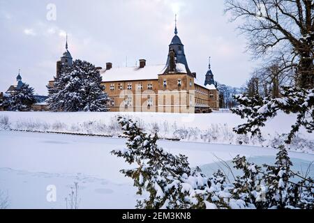 Wasserschloss Westerwinkel im Winter, Deutschland, Nordrhein-Westfalen, Münsterland, Ascheberg Stockfoto