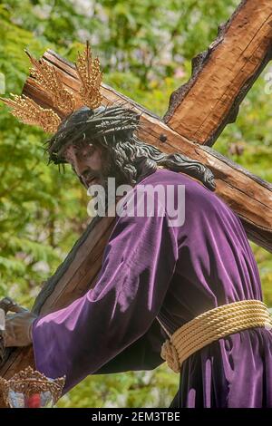 Strafvollzug unseres Vaters Jesus von der Demut der Bruderschaft des Hügels des Adlers, heilige Woche von Sevilla Stockfoto