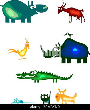Set von lustigen Cartoon Tiere Stock Vektor