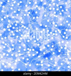 Nahtloses abstraktes Muster mit kleinen weißen Blüten Stockfoto