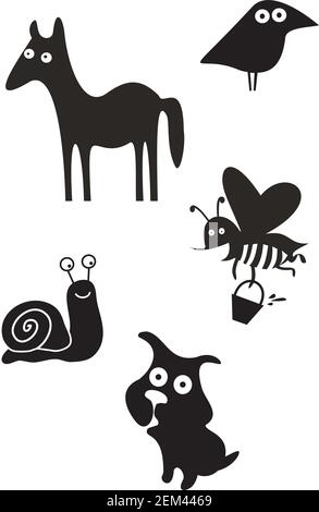 Set von lustigen Cartoon Tiere Stock Vektor