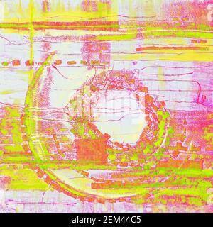 Abstrakte Illustration gelb rosa blau Stoff applique. Ethnischer Hintergrund Stockfoto