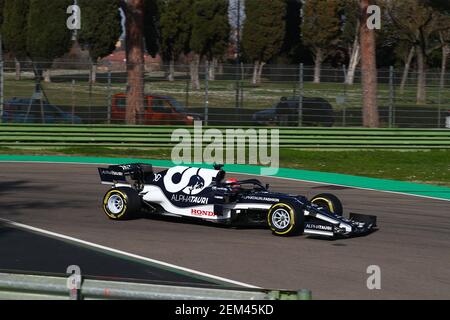 Imola, Italien. Februar 2021, 24th. #10 Pierre Gasly Alpha Tauri Toro Rosso Honda. Formel 1 Weltmeisterschaft 2021, Shakedown das neue Auto für die Saison 2021 von Alpha Tauri, Imola 24 Februar 2021. Kredit: Unabhängige Fotoagentur/Alamy Live Nachrichten Stockfoto