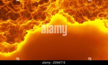 3D Abbildung. Geschmolzenes Gewölbe, Höhlendecke, vulkanisch, feuerrot Stockfoto