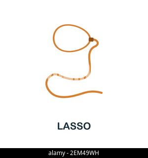 Flache Lasso-Ikone. Farbe einfaches Element aus Wild West Kollektion. Creative Lasso Symbol für Web-Design, Vorlagen, Infografiken und vieles mehr Stock Vektor