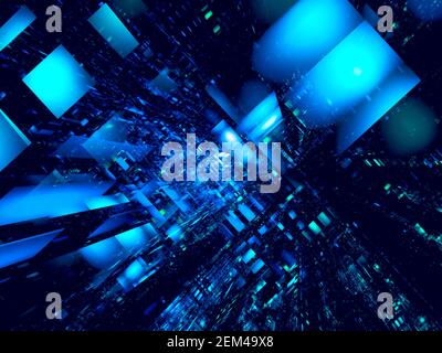 Technologie Hintergrund mit perspektivischen Effekt - Abstract 3D Illustration Stockfoto