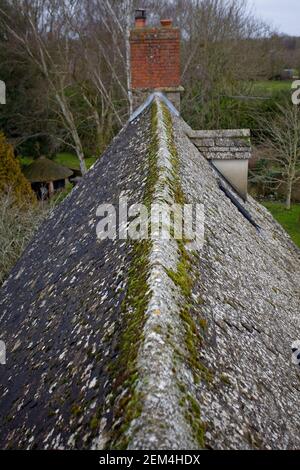 Steinfeld Schiefer Dach Stockfoto