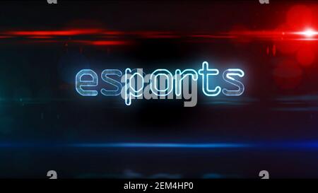 Abstrakter Text zu eSports, Cyber-Gaming und digitalem Sport. Futuristisches Konzept 3D Rendering Illustration. Stockfoto