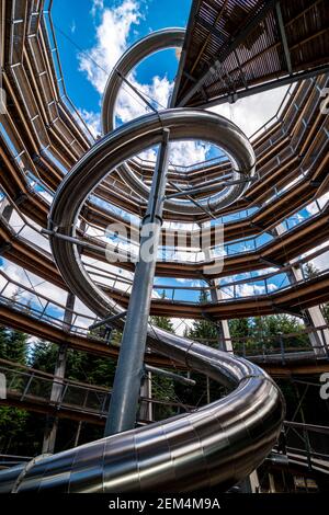 Rutsche am Baumwipfelpfad in Bad Wildbad, Schwarzwald Stockfoto