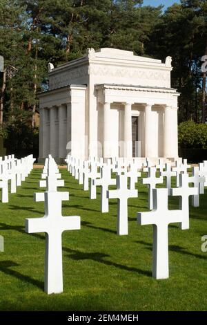 Amerikanische Kriegsgräber und Gedächtniskapelle auf dem Brookwood Military Cemetery, Surrey, England, dem einzigen amerikanischen Militärfriedhof des Ersten Weltkriegs in Großbritannien Stockfoto