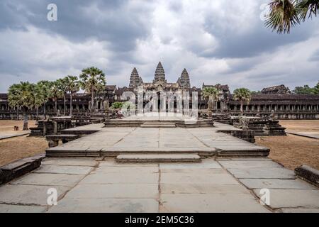 Allein in Angkor Wat während der pandemie Stockfoto