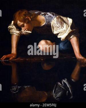 Narziss von Caravaggio, Öl auf Leinwand, c,1594-96 Stockfoto