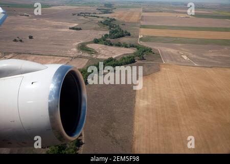 Luftaufnahme von Ackerland außerhalb von Denver Colorado. Stockfoto