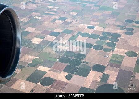 Luftaufnahme von Ackerland außerhalb von Denver Colorado. Stockfoto