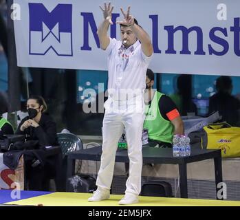 Rom, Italien. 24th Feb, 2021. Matchschiedsrichter während Viertelfinale - Lifebrain SIS Roma vs Dunaujavaros, Waterpolo EuroLeague Frauenspiel in Rom, Italien, Februar 24 2021 Quelle: Independent Photo Agency/Alamy Live News Stockfoto