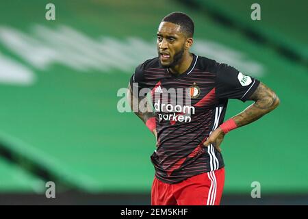 GRONINGEN, NIEDERLANDE - FEBRUAR 24: Leroy Fer von Feyenoord beim Eredivisie-Spiel zwischen FC Groningen und Feyenoord am 24. Februar 2021 im Hitachi Capital Mobility Stadion in Groningen, Niederlande (Foto: Yannick Verhoeven/Orange Pictures) Stockfoto