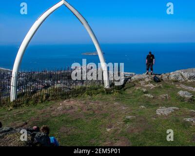 Top of North Berwick Law, mit Whalebones Stockfoto