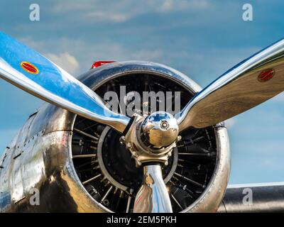 Hamilton Standard Propellor - Hamilton Standard Propellern auf Dakota C-53 - Little Egypt, einem C-53 Skytrooper Transportflugzeug LN-WND, Dakota Norwegen DC3. Stockfoto