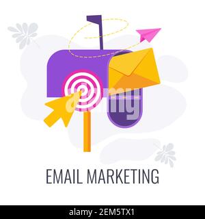 Symbol Für E-Mail-Marketing-Infografiken. Umschlag befindet sich in der Mailbox. Stock Vektor