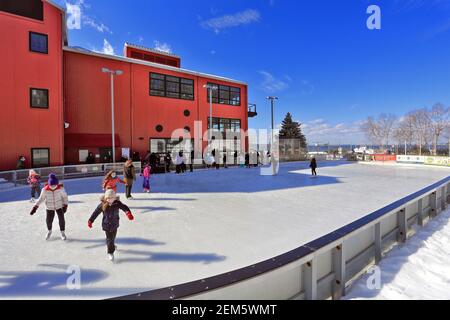 Eislaufen Port jefferson Village Long Island New York Stockfoto