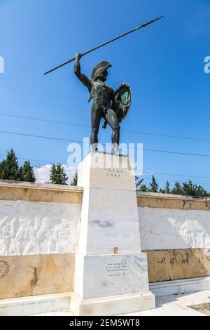 Statue von Leonidas König von Sparta, Thermopylae, Griechenland in einem Sommertag Stockfoto