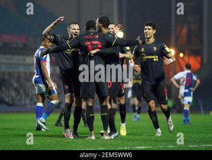 Watfords Ken Sema feiert das dritte Tor des Spiels während des Sky Bet Championship-Spiels im Ewood Park, Blackburn. Bilddatum: Mittwoch, 24. Februar 2021. Stockfoto