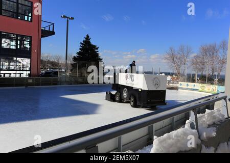 Ice Skating Rink Village von Port Jefferson Long Island Neu York Stockfoto