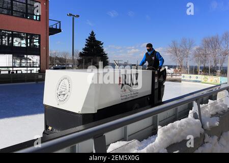 Ice Skating Rink Village von Port Jefferson Long Island Neu York Stockfoto