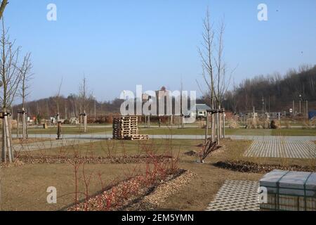 Baustelle Campingplatz Berzdorfer See GmbH, Campingplatz, Feriendorf, Piratencamp am Strandbad Blaue Lagune Schönau-Berzdorf auf dem Eigen, Sachsen, 22 Stockfoto