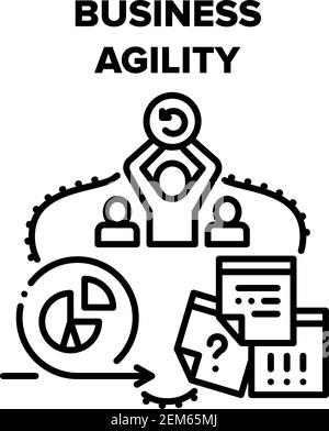 Business Agility Vektor Schwarz Illustrationen Stock Vektor