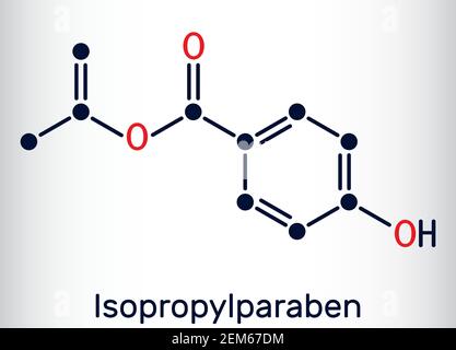 Isopropylparaben, Isopropylparaben-Molekül. Es ist Paraben, antimikrobiell, antimykotische Konservierungsmittel. Chemische Formel des Skeletts Stock Vektor