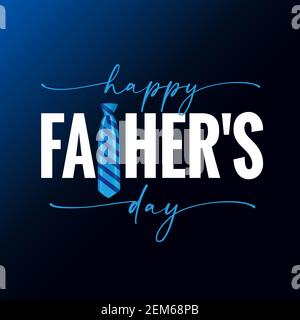 Happy Fathers Day elegante Beschriftung Zitat mit blauer Krawatte. Glückwünsche zum Vatertag Grußkarte oder Urlaub Hintergrund. Papa Du bist mein König Vektor-Banner Stock Vektor