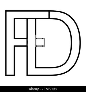 Logo Zeichen fd df Symbol Zeichen interlaced Buchstaben D, F Vektor Logo df, fd erste Großbuchstaben Muster Alphabet d, f Stock Vektor