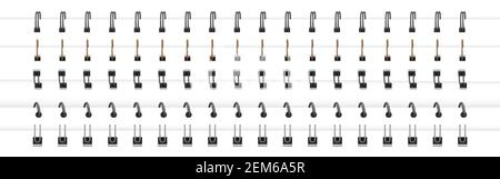 Notizbuch Spiralen, Stahldrahtring Bindungen und Federn für Kalender, Tagebuch, Notizblock, Dokumenteneinband oder Broschürenblätter, Metallstich isoliert auf weißem Hintergrund. Realistische 3D Vektorgrafik, Set Stock Vektor