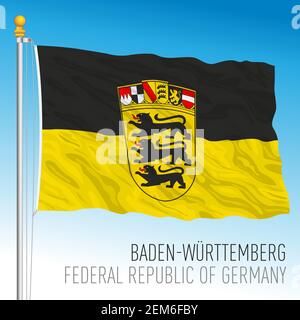 Landesflagge Baden Wurttenberg, Bundesland Deutschland, europa, Vektorgrafik Stock Vektor